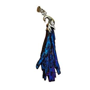 Sterling Silver Blue Peacock Ore Pendant